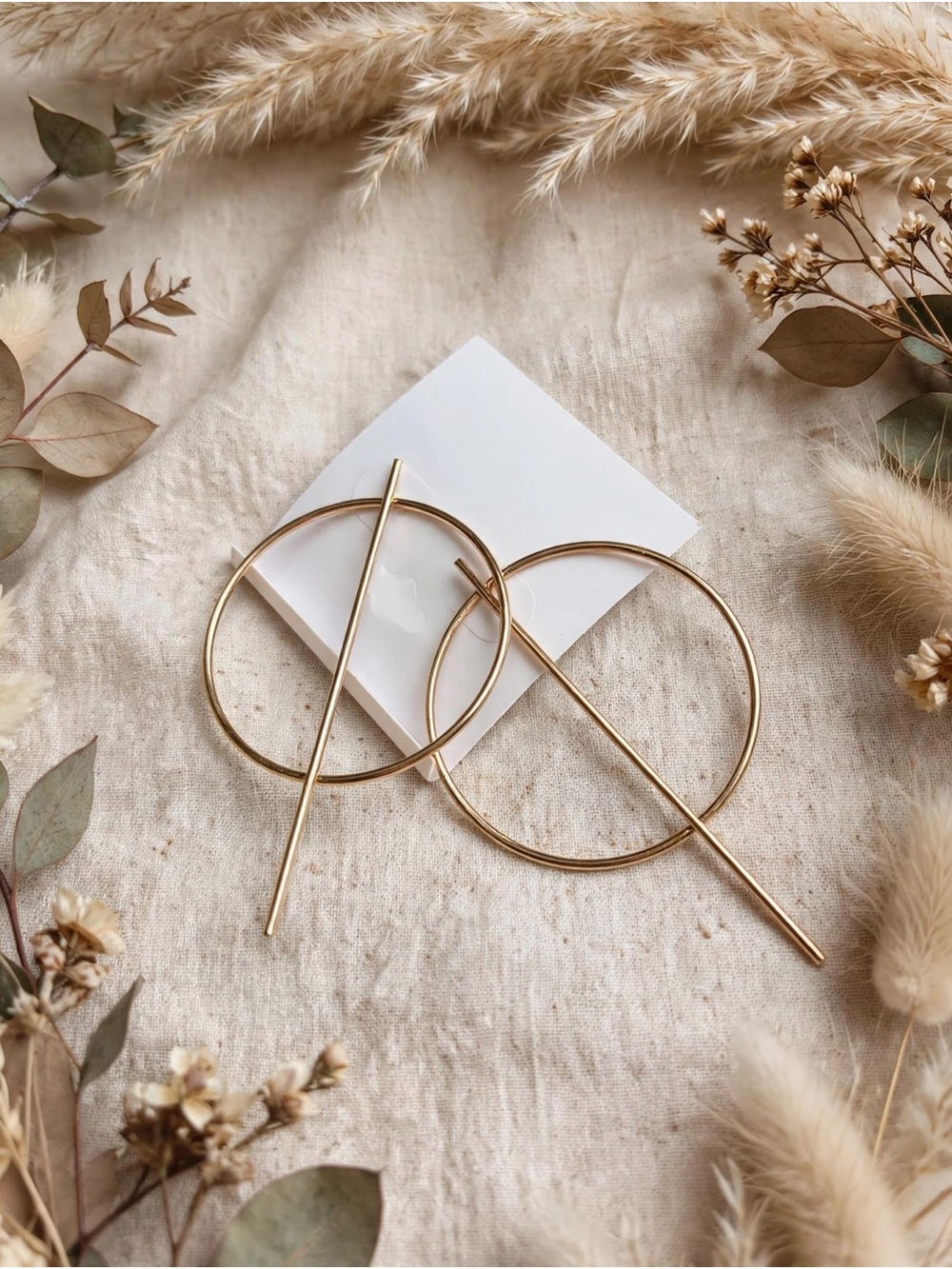 Fashion Jewelry Gold Circle Stick Earrings - Sleek Modern Hoops